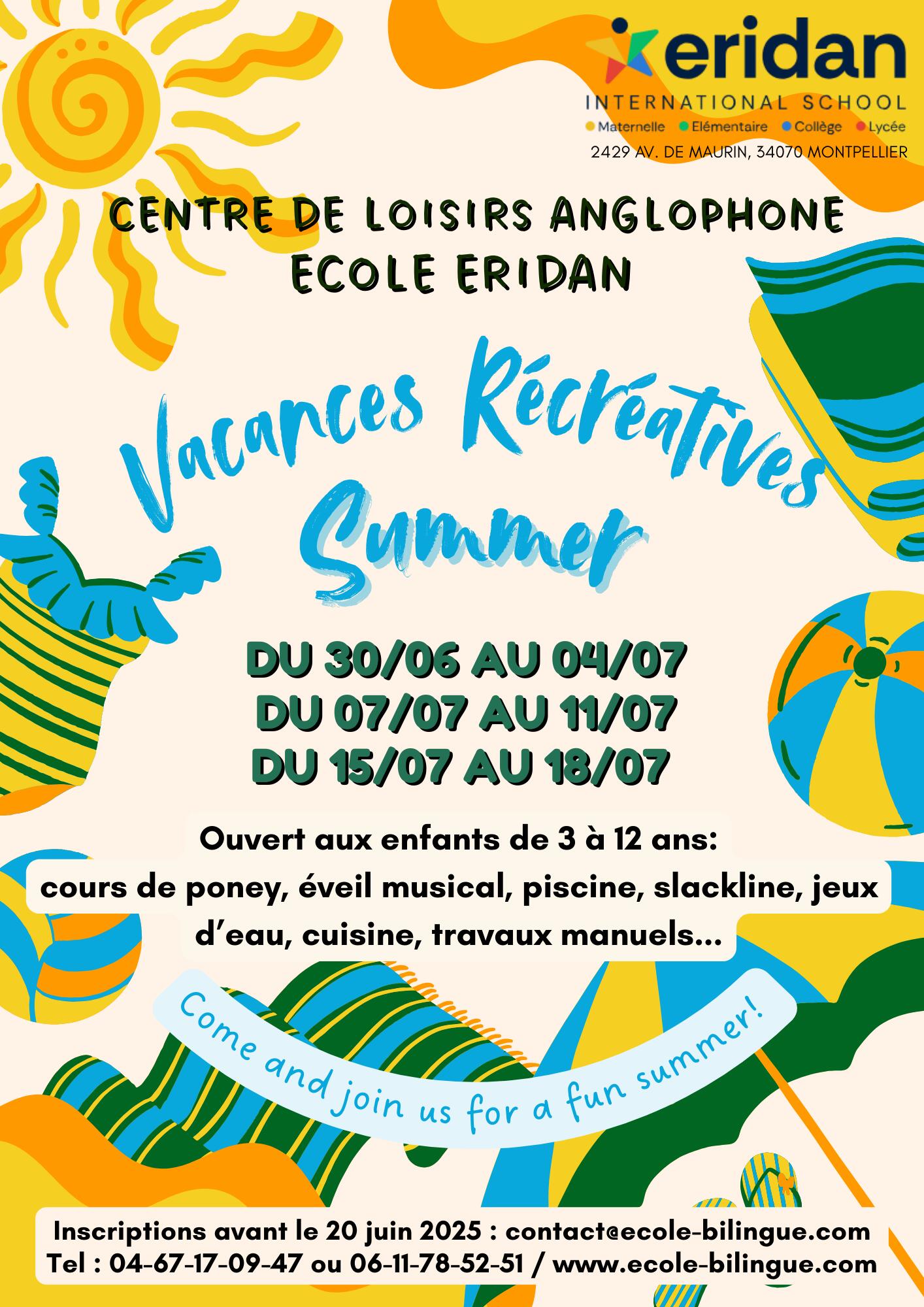 Affiche des vacances récréatives